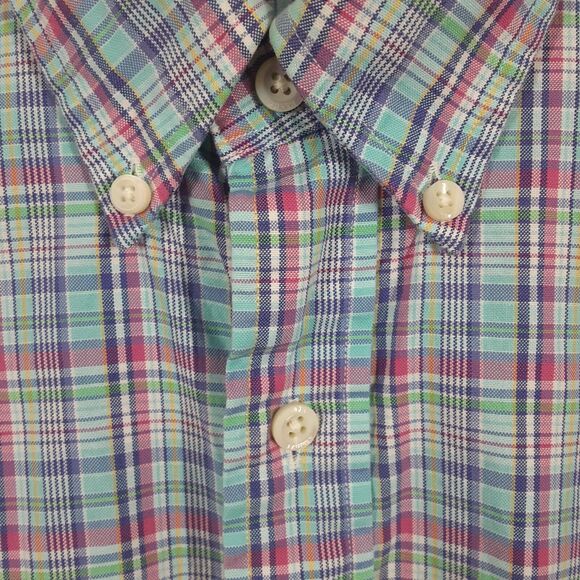 Ralph Lauren Adult Mens L Blue Pink Plaid Long Sleeve Button Up Shirt - Picture 2 of 8